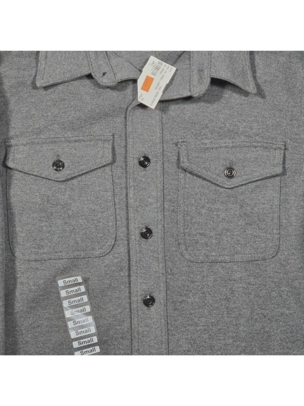 Dark Gray Mens Button-Up Long-Sleeve Shirt With Dual Chest Pockets - Size Small - Picture 4 of 10